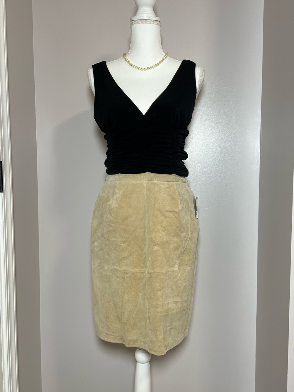 Deadstock NWT Wilsons Leather Suede Midi Skirt Light Beige Pencil Skirt 🍦